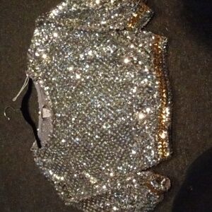 Teddi Silver Sequin top, with gold trim (Size Lrg)